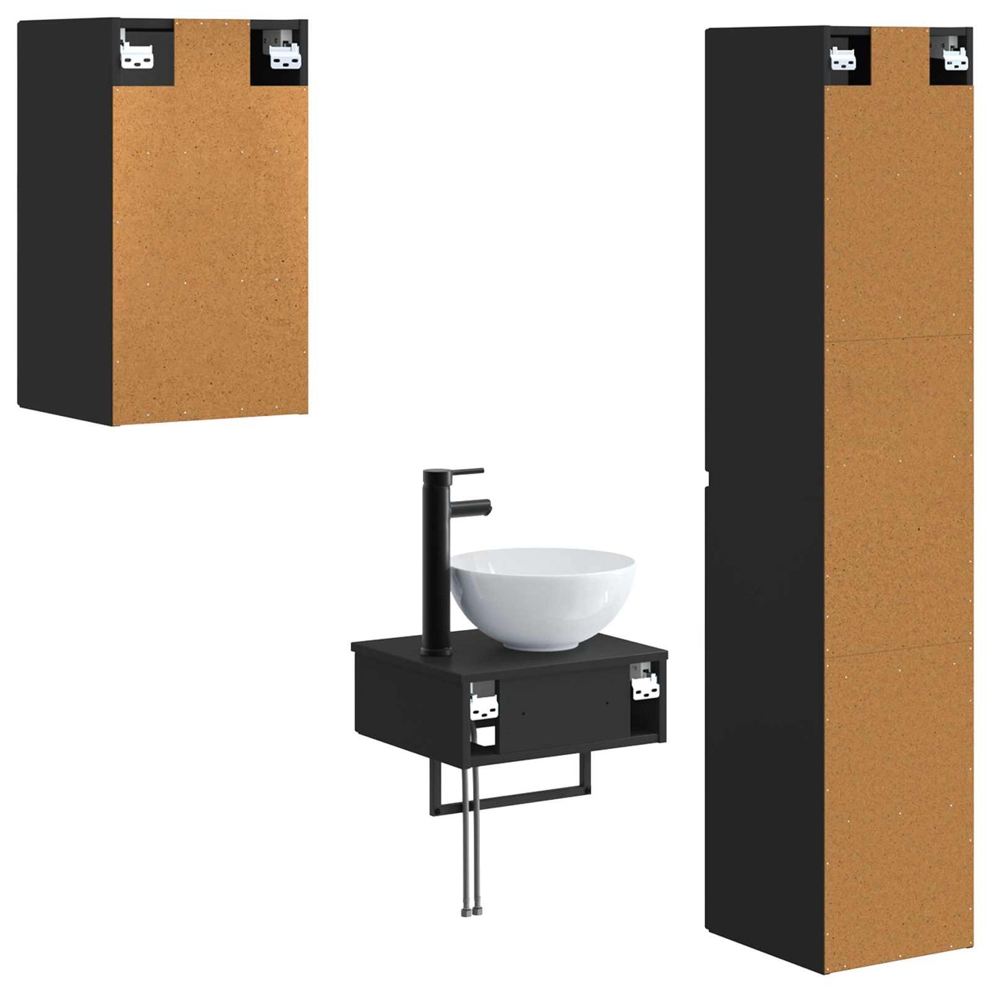 Bathroom Furniture Set 3 pcs Black 33 x 34.5 x 160 cm