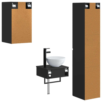 Bathroom Furniture Set 3 pcs Black 33 x 34.5 x 160 cm
