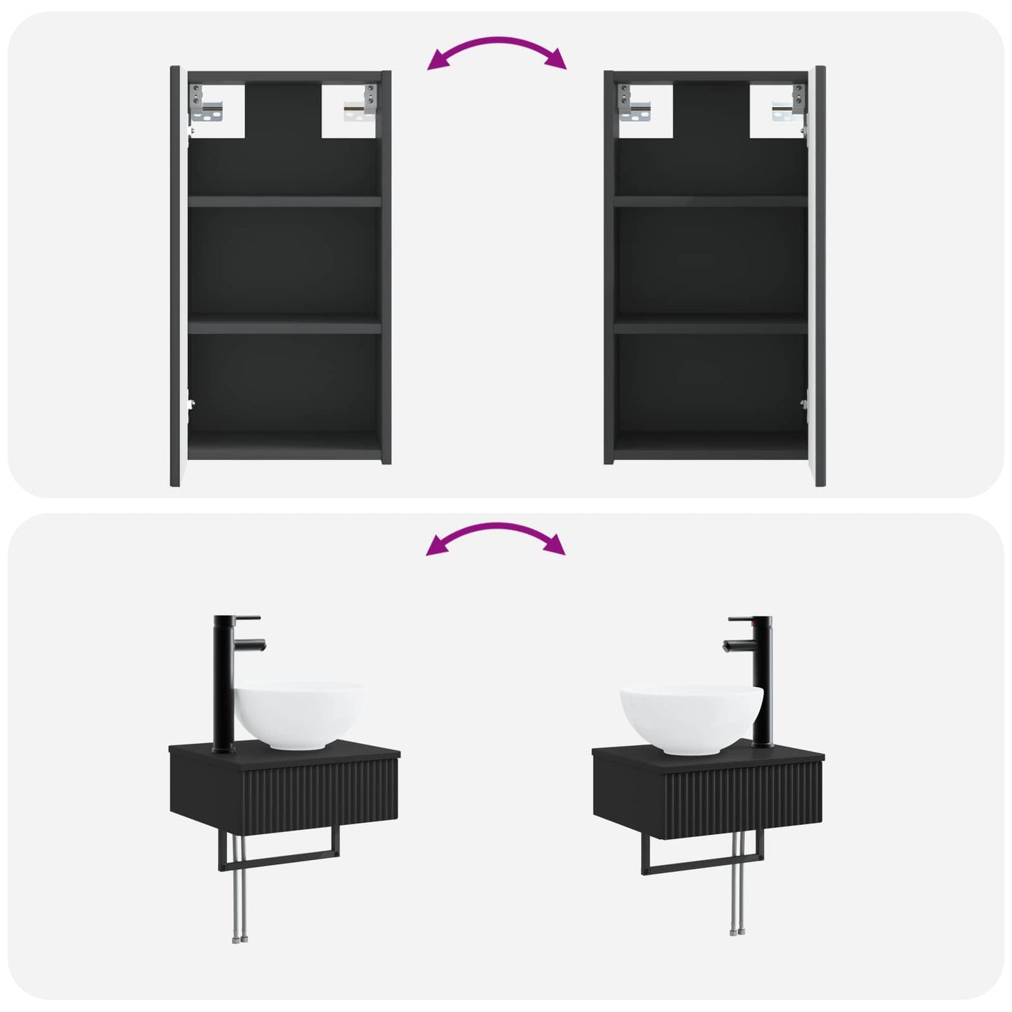 Bathroom Furniture Set 3 pcs Black 33 x 34.5 x 160 cm