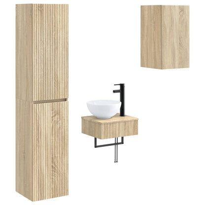 Bathroom Furniture Set 3 pcs Sonoma Oak 33 x 34.5 x 160 cm