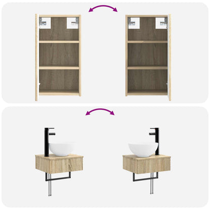 Bathroom Furniture Set 3 pcs Sonoma Oak 33 x 34.5 x 160 cm