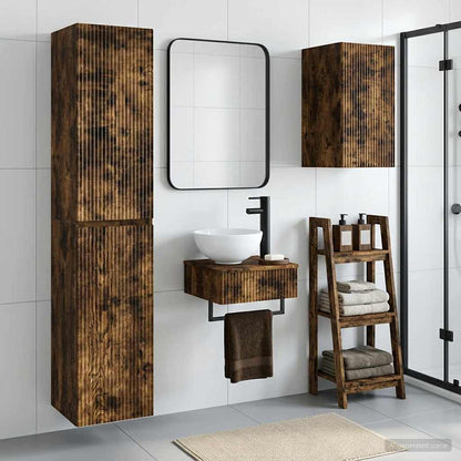 Bathroom Furniture Set 3 pcs Smoked Oak 33 x 34.5 x 160 cm