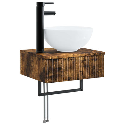 Bathroom Furniture Set 3 pcs Smoked Oak 33 x 34.5 x 160 cm