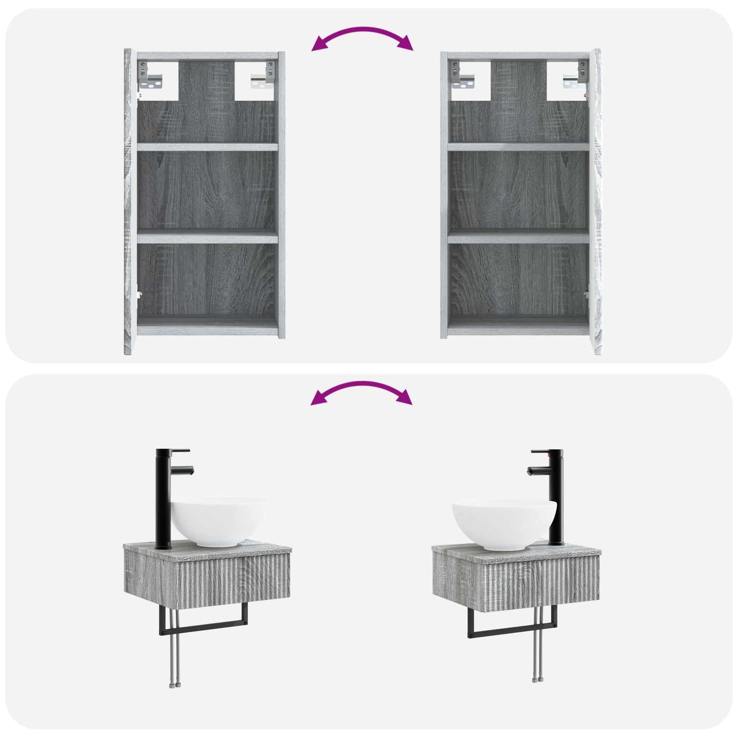 Bathroom Furniture Set 3 pcs Grey Sonoma 33 x 34.5 x 160 cm