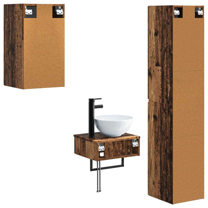 Bathroom Furniture Set 3 pcs Old Wood 33 x 34.5 x 160 cm