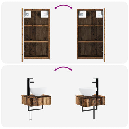 Bathroom Furniture Set 3 pcs Old Wood 33 x 34.5 x 160 cm