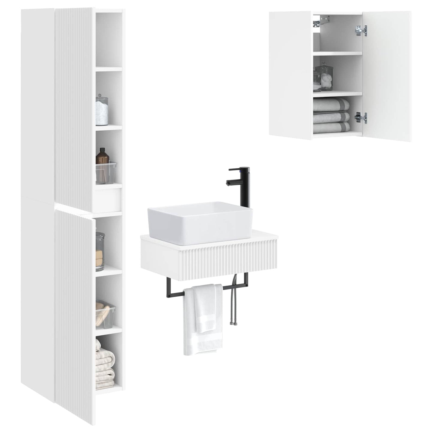 Bathroom Furniture Set 3 pcs White 33 x 34.5 x 160 cm