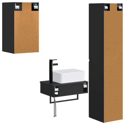 Bathroom Furniture Set 3 pcs Black 33 x 34.5 x 160 cm