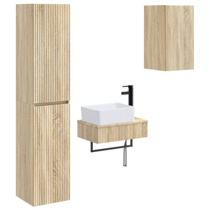 Bathroom Furniture Set 3 pcs Sonoma Oak 33 x 34.5 x 160 cm
