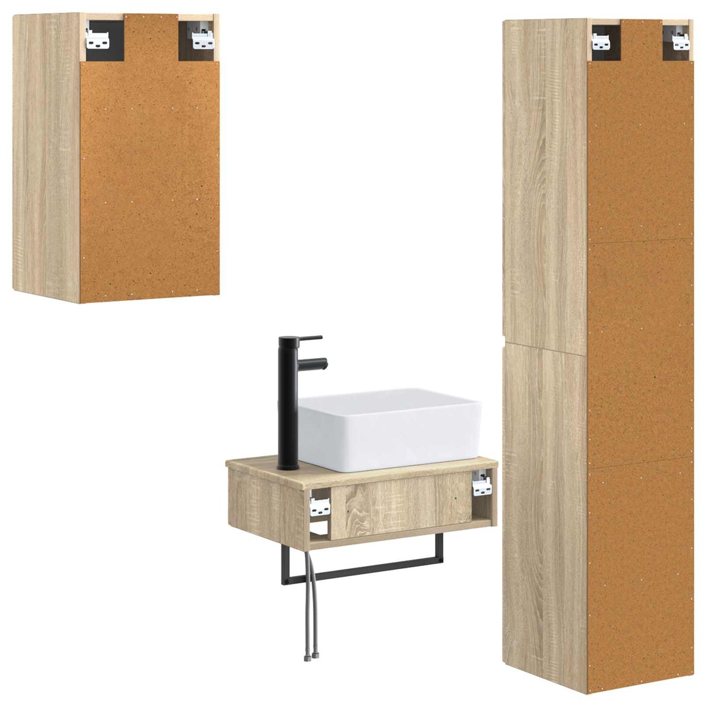 Bathroom Furniture Set 3 pcs Sonoma Oak 33 x 34.5 x 160 cm