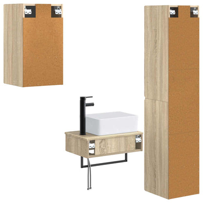Bathroom Furniture Set 3 pcs Sonoma Oak 33 x 34.5 x 160 cm