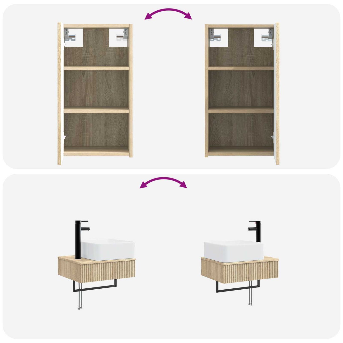 Bathroom Furniture Set 3 pcs Sonoma Oak 33 x 34.5 x 160 cm