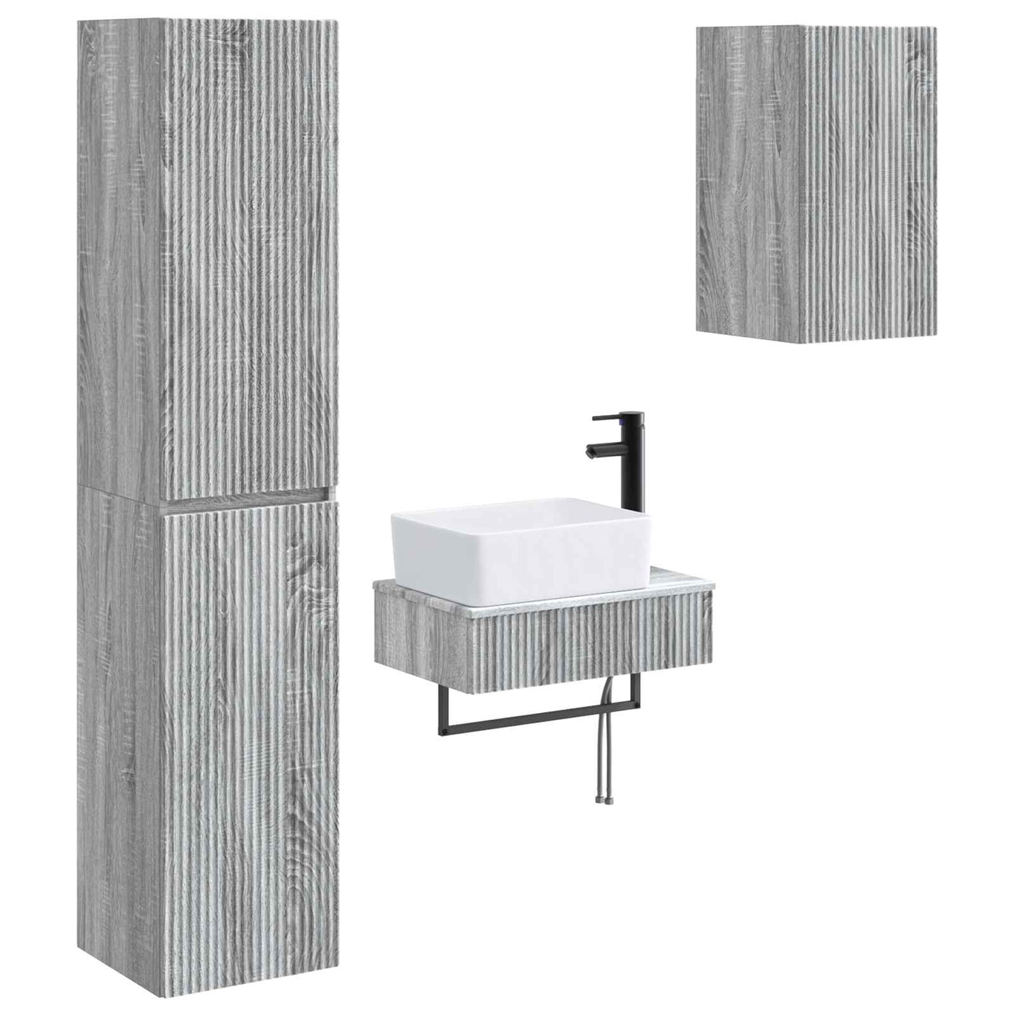 Bathroom Furniture Set 3 pcs Grey Sonoma 33 x 34.5 x 160 cm