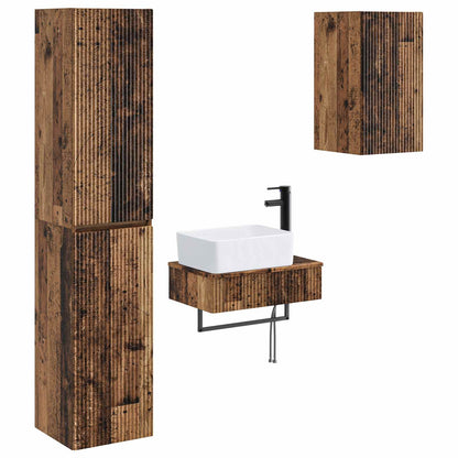 Bathroom Furniture Set 3 pcs Old Wood 33 x 34.5 x 160 cm