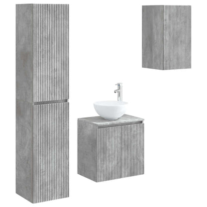 Bathroom Furniture Set 3 pcs Concrete Grey 33 x 34.5 x 160 cm