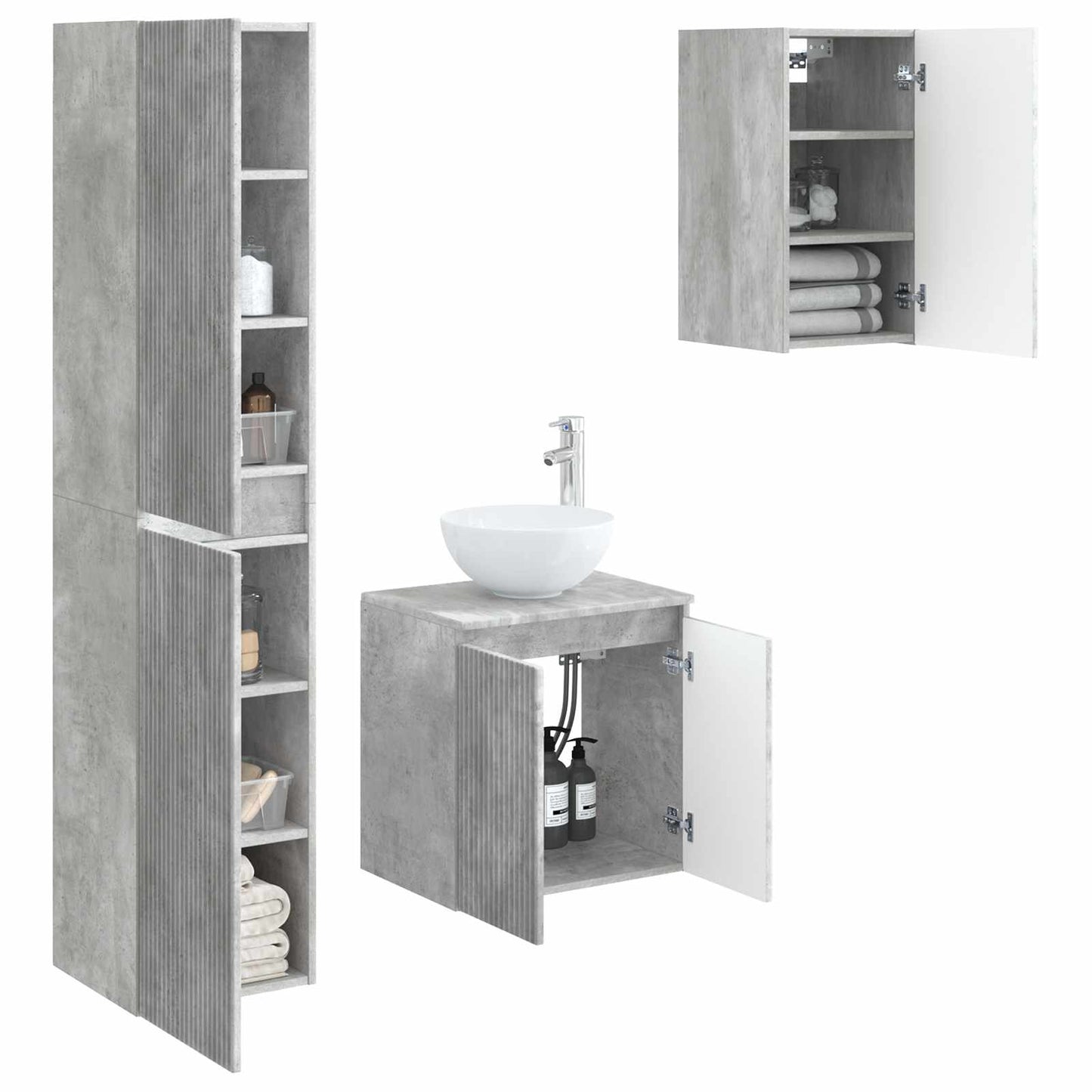 Bathroom Furniture Set 3 pcs Concrete Grey 33 x 34.5 x 160 cm