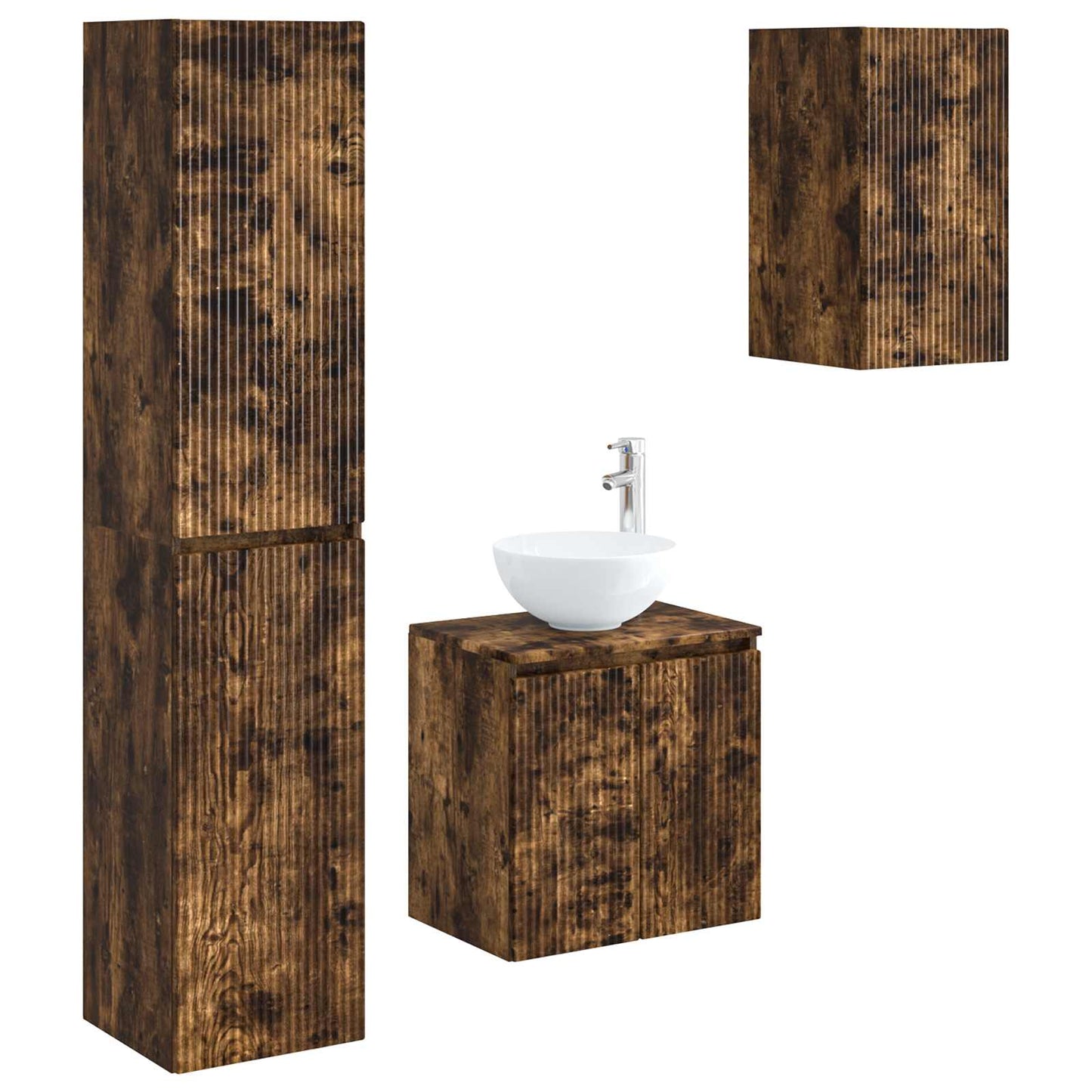 Bathroom Furniture Set 3 pcs Smoked Oak 33 x 34.5 x 160 cm