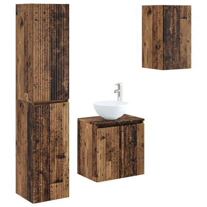 Bathroom Furniture Set 3 pcs Old Wood 33 x 34.5 x 160 cm