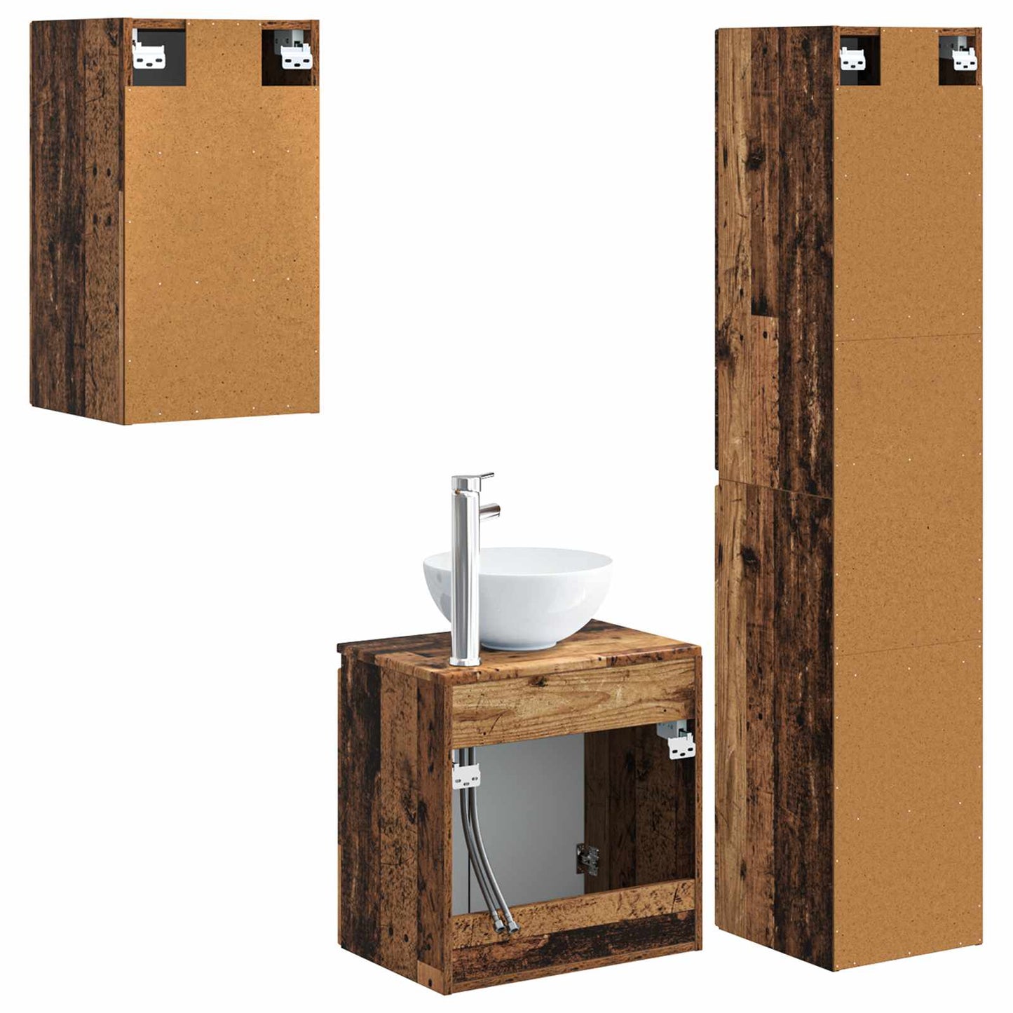 Bathroom Furniture Set 3 pcs Old Wood 33 x 34.5 x 160 cm