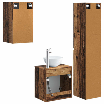 Bathroom Furniture Set 3 pcs Old Wood 33 x 34.5 x 160 cm