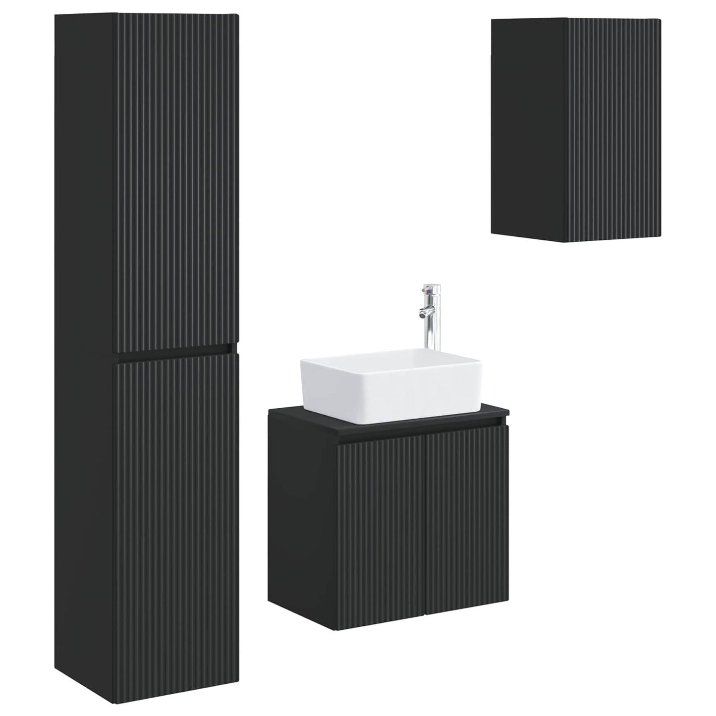 Bathroom Furniture Set 3 pcs Black 33 x 34.5 x 160 cm