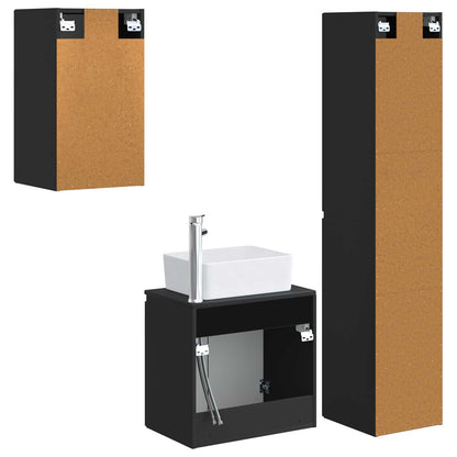 Bathroom Furniture Set 3 pcs Black 33 x 34.5 x 160 cm