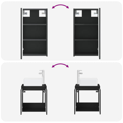 Bathroom Furniture Set 3 pcs Black 33 x 34.5 x 160 cm