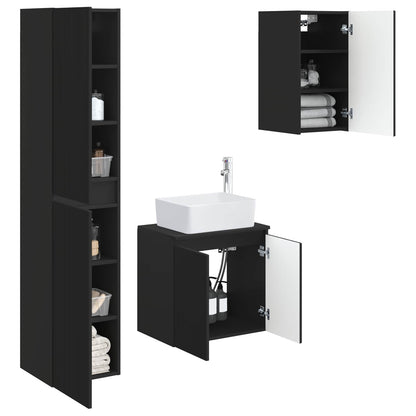 Bathroom Furniture Set 3 pcs Black 33 x 34.5 x 160 cm