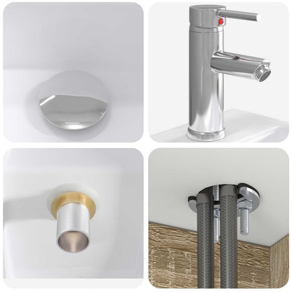 Bathroom Furniture Set 3 pcs Sonoma Oak 33 x 34.5 x 160 cm