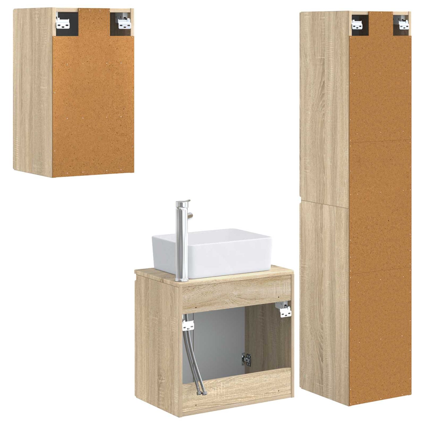 Bathroom Furniture Set 3 pcs Sonoma Oak 33 x 34.5 x 160 cm