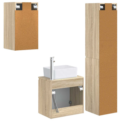 Bathroom Furniture Set 3 pcs Sonoma Oak 33 x 34.5 x 160 cm