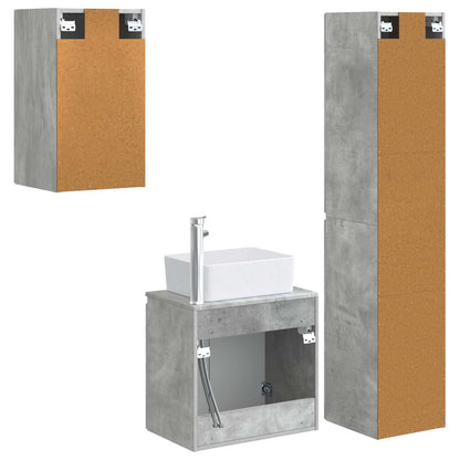 Bathroom Furniture Set 3 pcs Concrete Grey 33 x 34.5 x 160 cm
