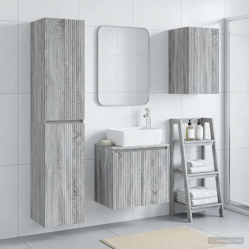 Bathroom Furniture Set 3 pcs Grey Sonoma 33 x 34.5 x 160 cm