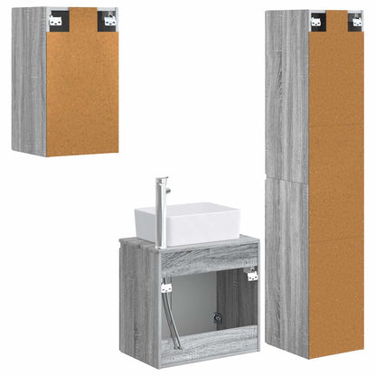 Bathroom Furniture Set 3 pcs Grey Sonoma 33 x 34.5 x 160 cm