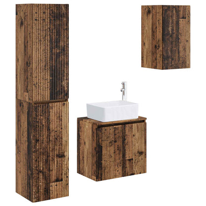 Bathroom Furniture Set 3 pcs Old Wood 33 x 34.5 x 160 cm