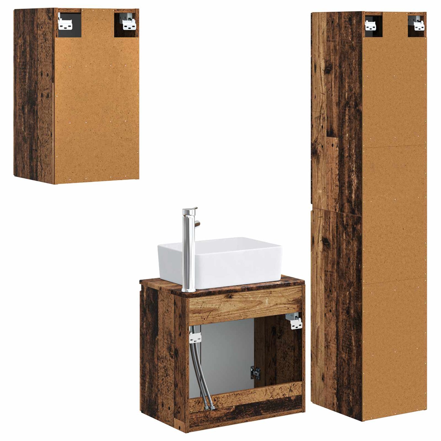 Bathroom Furniture Set 3 pcs Old Wood 33 x 34.5 x 160 cm