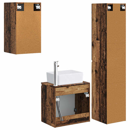 Bathroom Furniture Set 3 pcs Old Wood 33 x 34.5 x 160 cm