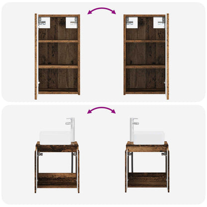 Bathroom Furniture Set 3 pcs Old Wood 33 x 34.5 x 160 cm