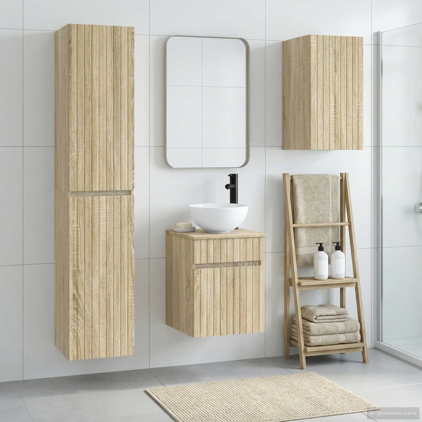 Bathroom Furniture Set 3 pcs Sonoma Oak 33 x 34.5 x 160 cm