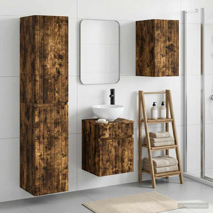 Bathroom Furniture Set 3 pcs Smoked Oak 33 x 34.5 x 160 cm