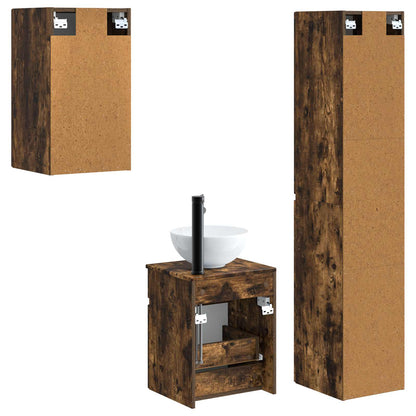 Bathroom Furniture Set 3 pcs Smoked Oak 33 x 34.5 x 160 cm