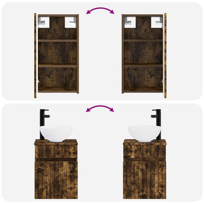 Bathroom Furniture Set 3 pcs Smoked Oak 33 x 34.5 x 160 cm