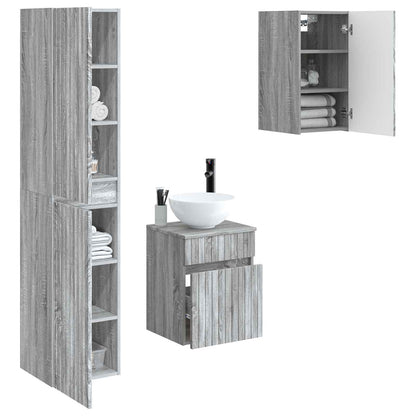 Bathroom Furniture Set 3 pcs Grey Sonoma 33 x 34.5 x 160 cm