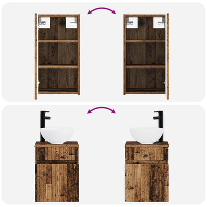 Bathroom Furniture Set 3 pcs Old Wood 33 x 34.5 x 160 cm