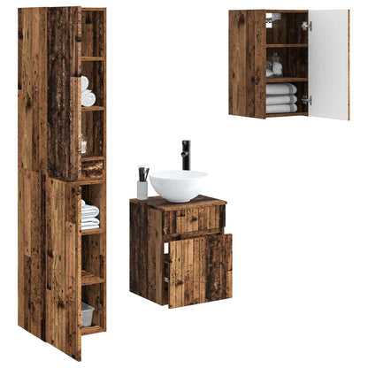 Bathroom Furniture Set 3 pcs Old Wood 33 x 34.5 x 160 cm