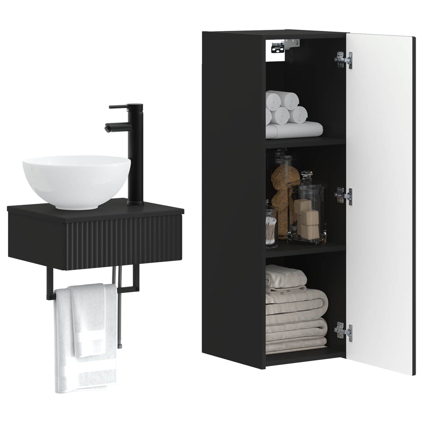 Bathroom Furniture Set 2 pcs Black 33 x 34.5 x 100 cm