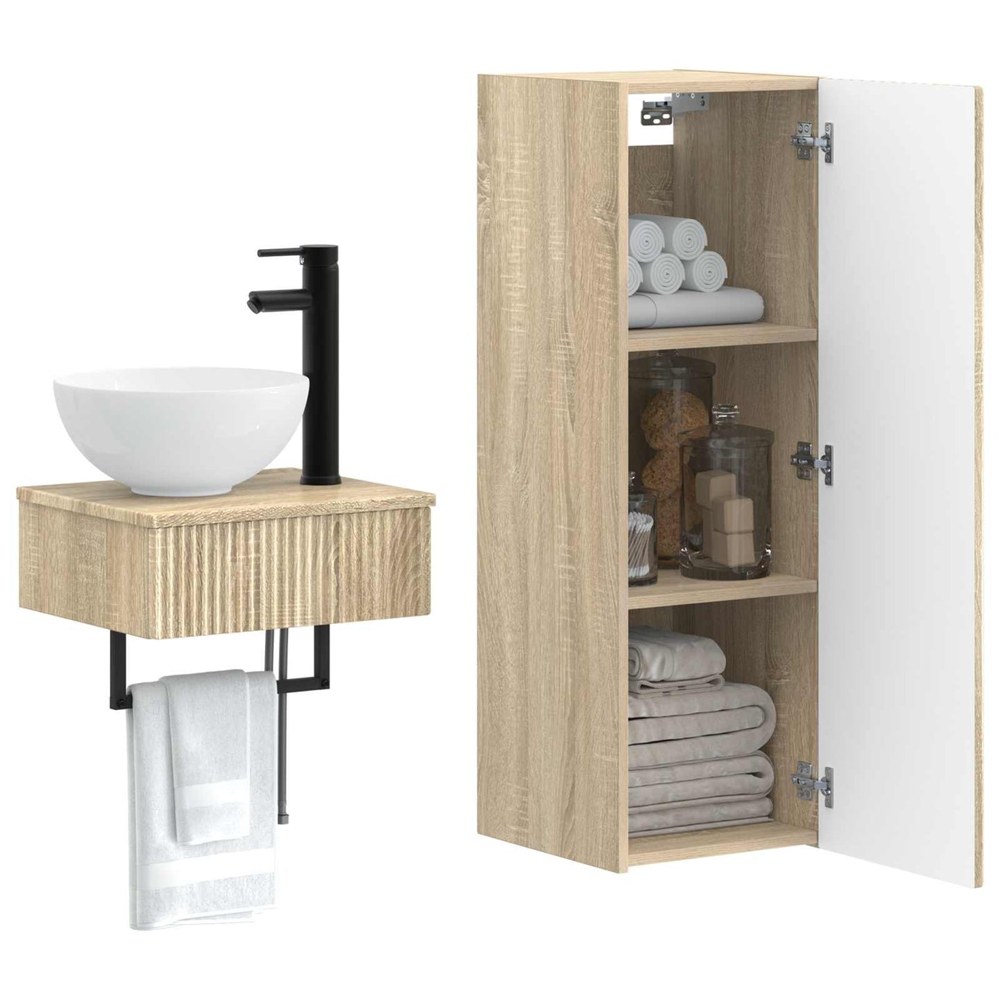 Bathroom Furniture Set 2 pcs Sonoma Oak 33 x 34.5 x 100 cm