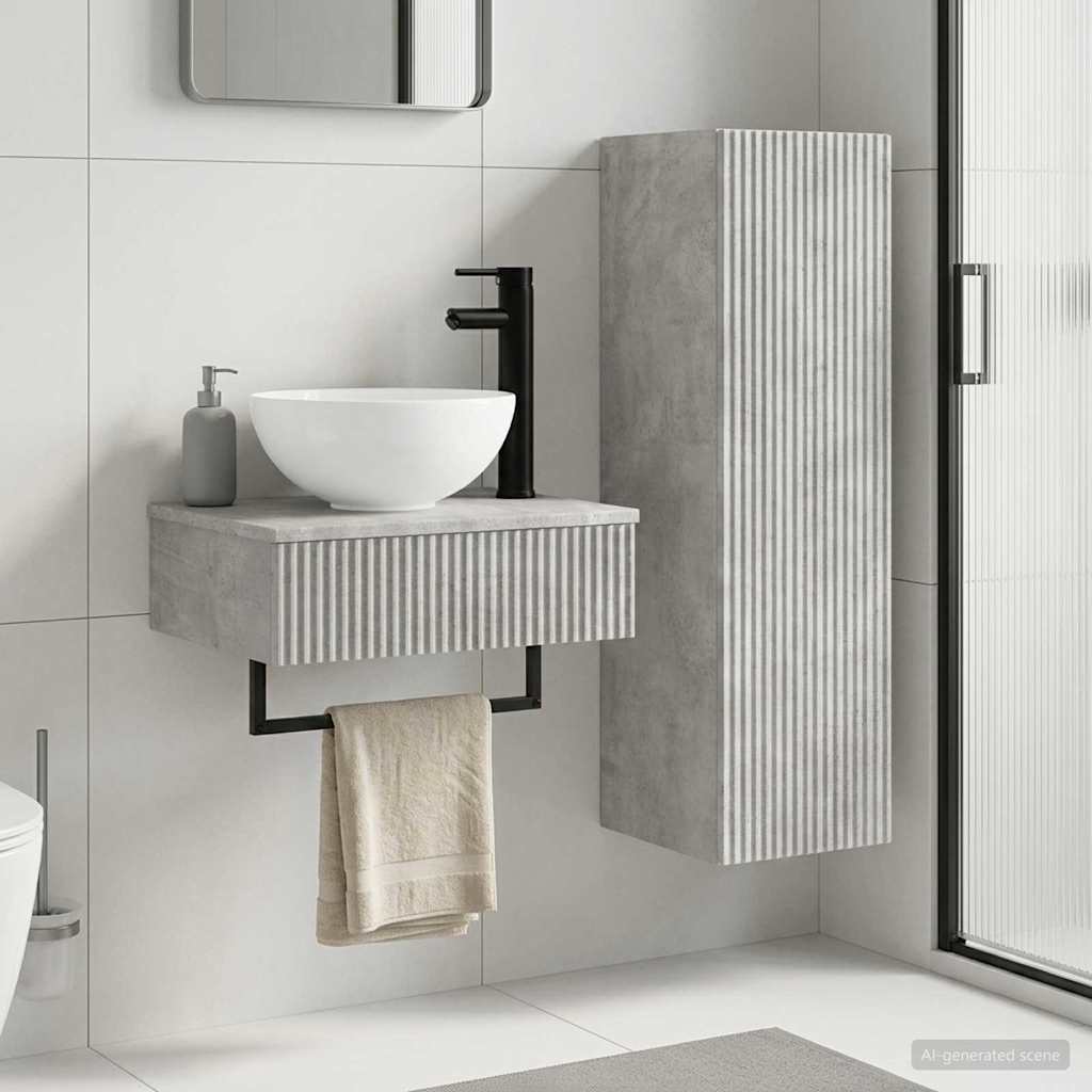 Bathroom Furniture Set 2 pcs Concrete Grey 33 x 34.5 x 100 cm