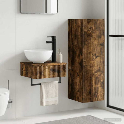 Bathroom Furniture Set 2 pcs Smoked Oak 33 x 34.5 x 100 cm