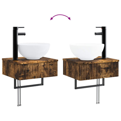 Bathroom Furniture Set 2 pcs Smoked Oak 33 x 34.5 x 100 cm
